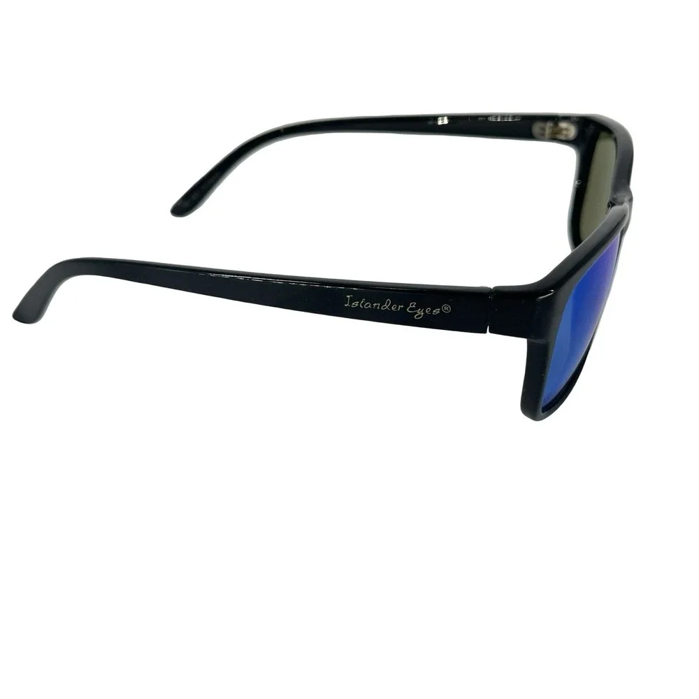 Islander Eyes Curacao Sunglasses Black Blue Mirror Lens Wrap Sport Fishing